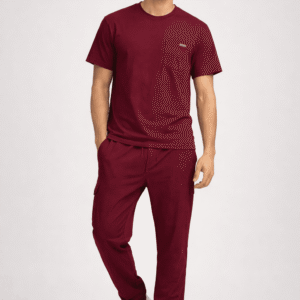 Round Neck Jogger Burgundy (Model)