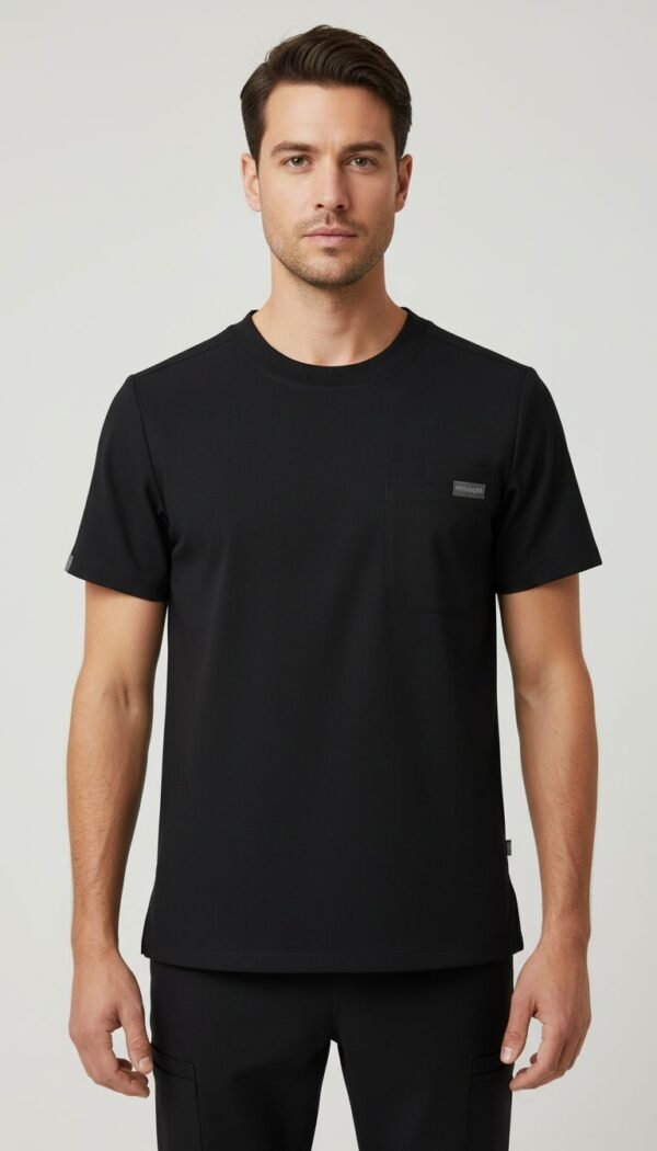 Men Black Round Neck Top
