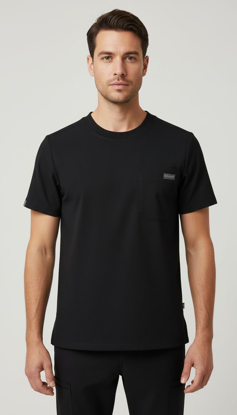 Men Black Round Neck Top
