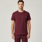 Men Burgundy Round Neck Top