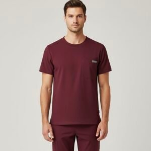 Men Burgundy Round Neck Top