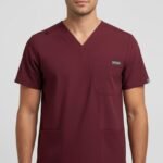 Men Burgundy V neck top