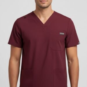 Men Burgundy V neck top