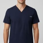 Men Navy Blue V Neck Top
