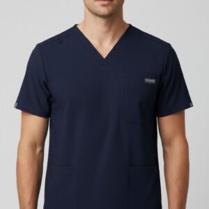 Men Navy Blue V Neck Top