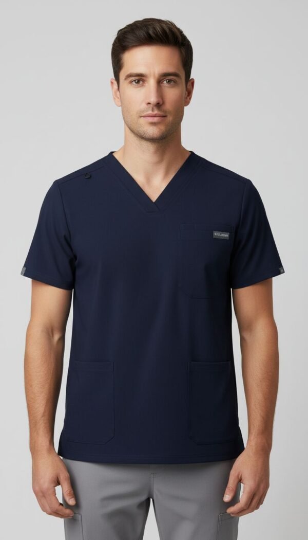 Men Navy Blue V Neck Top