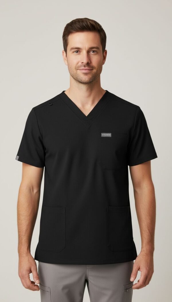 Men black v neck top