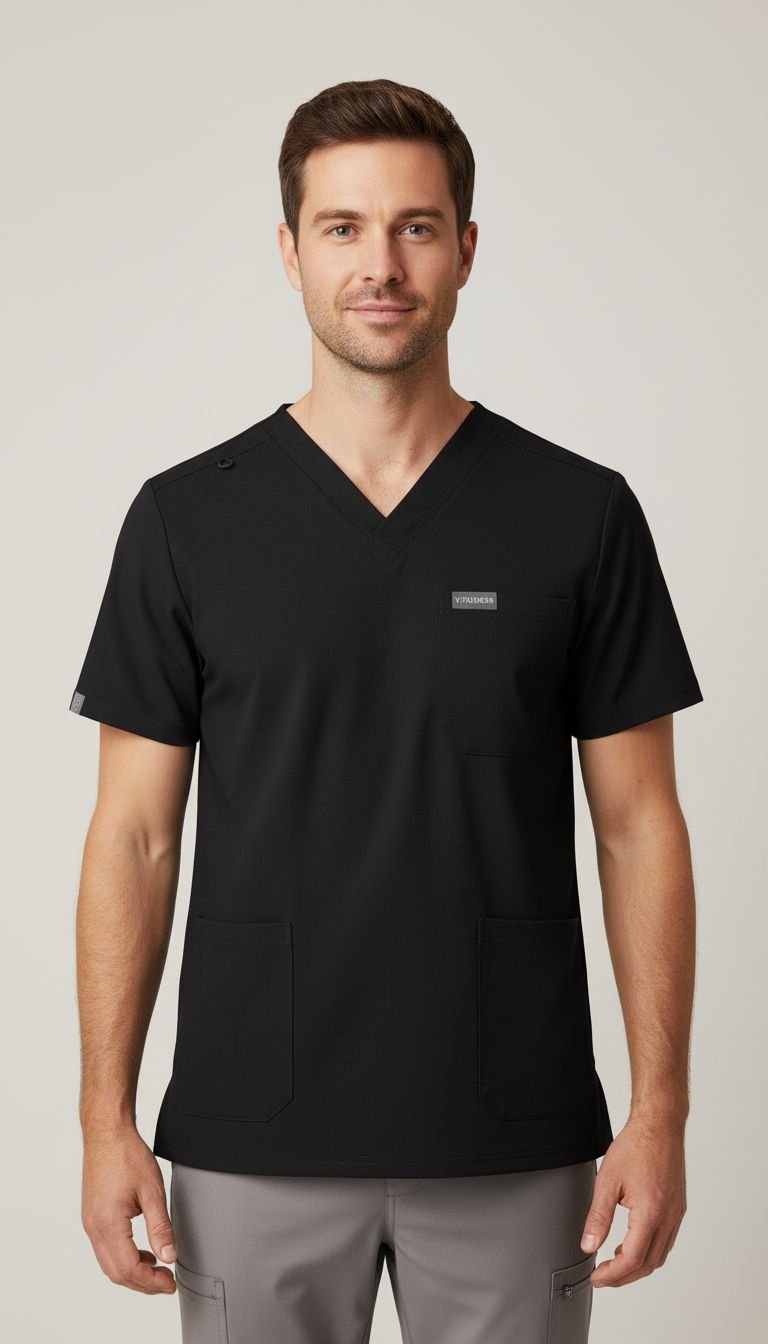 Men black v neck top
