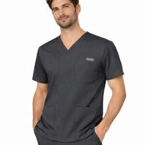 Men's Dark Gray V-Neck Top Model