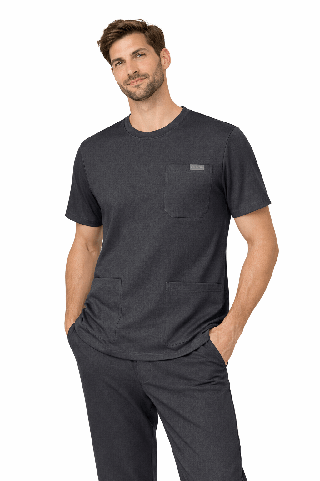Men's Navy Dark Gray Round Neck Top