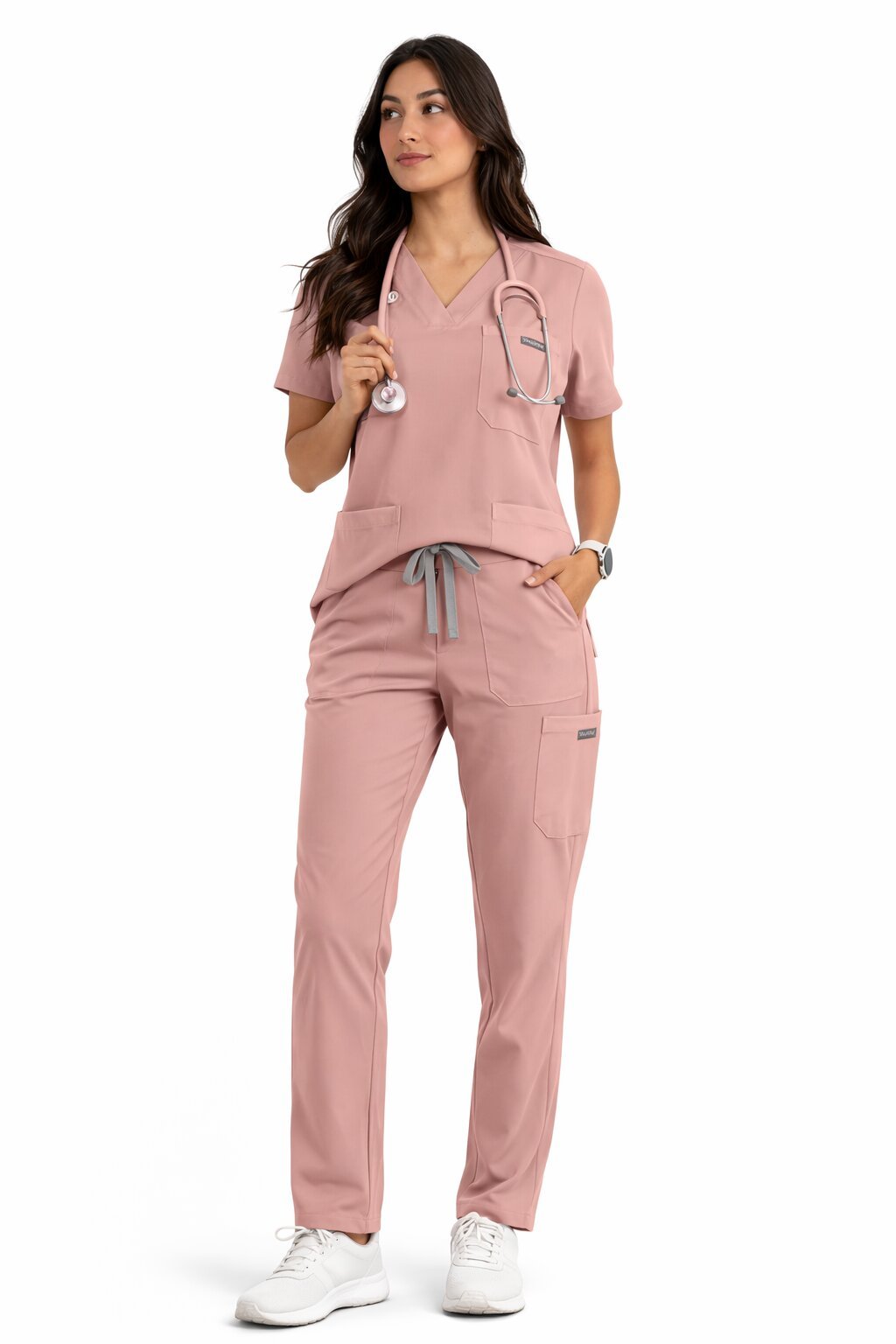 V-Neck Flare Pant Model Pink