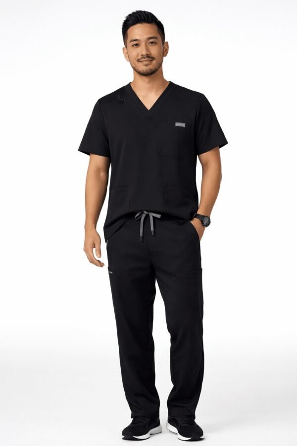 VITALSET V-NECK AND STRAIGHT PANTS Black
