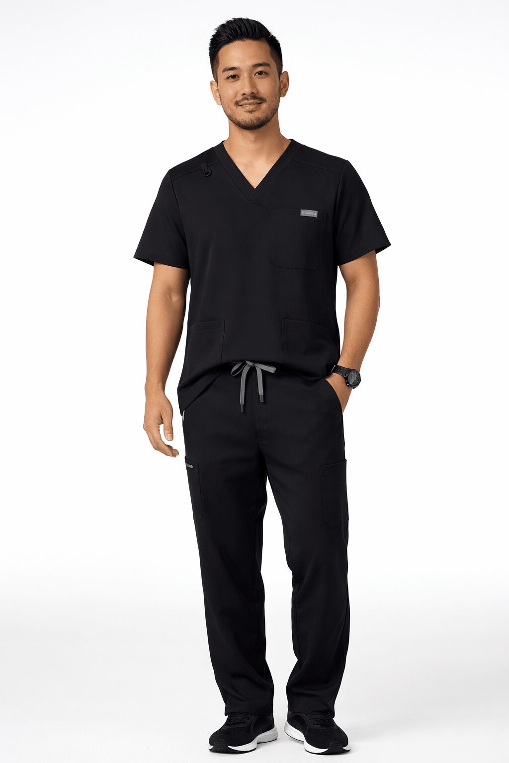 VITALSET V-NECK AND STRAIGHT PANTS Black