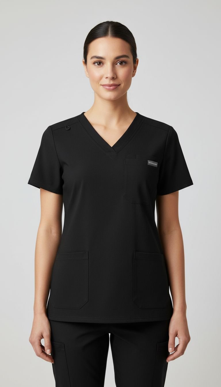 Women Black V Neck Top