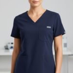 Women Navy Blue V Neck Top