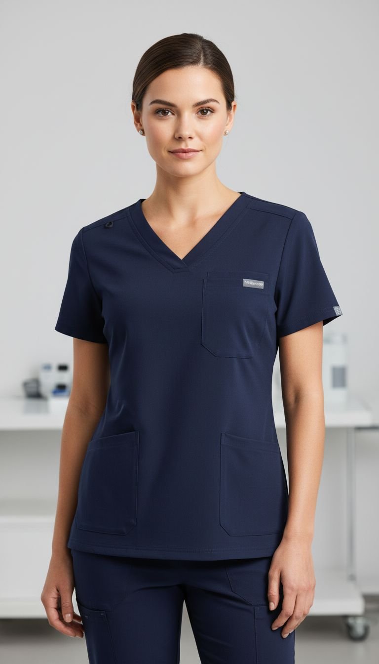 Women Navy Blue V Neck Top