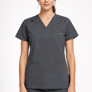 Women's Dark Gray V-Neck Top - Image 1